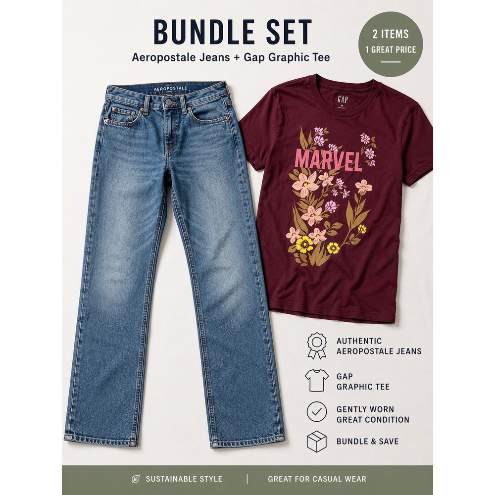 Aeropostale Jeans and Gap Kids Marvelous Floral Graphic Tee Bundle Set Size 0/L